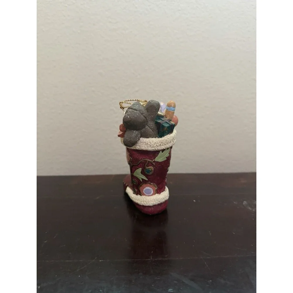Vintage Santa Boot With Toys Ceramic 4” Unique Christmas Ornament
